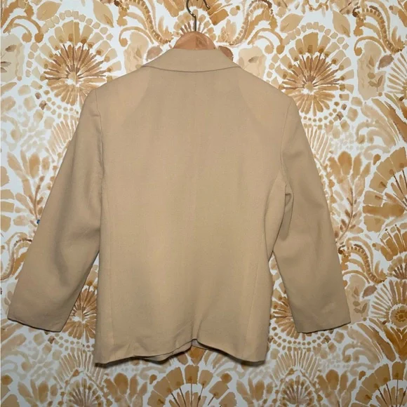 Harlan 100% Wool Women’s Tan  Single-Button Blazer Size 6 Academia, Nuetral - Picture 6 of 6